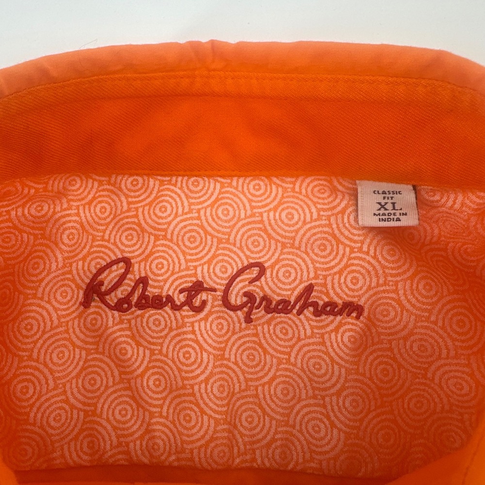 Robert Graham Seaworthy Button Down Shirt Mens XL Orange Classic Fit RS221051CF - Picture 3 of 16